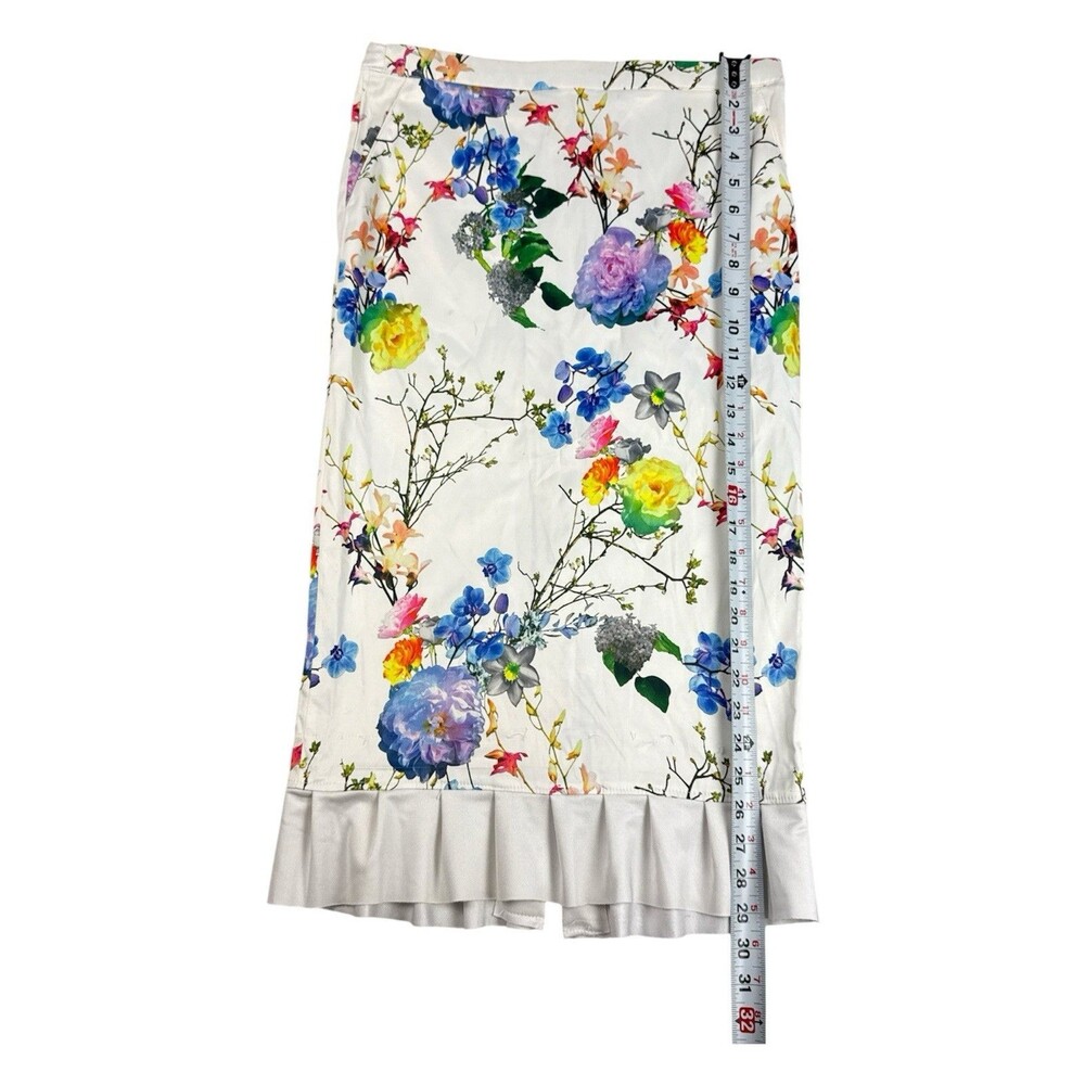 OVI Floral Blazer Skirt Suit Set Women’s Medium White Multicolor Cotton Stretch - Picture 14 of 14